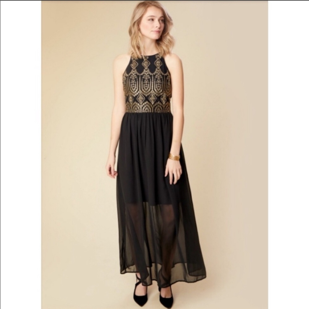Altar’d State Black and Gold Maxi Dress